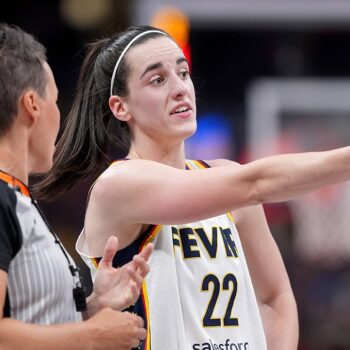 WNBA star Caitlin Clark spotted jawing at referees from the stands during Iowa game