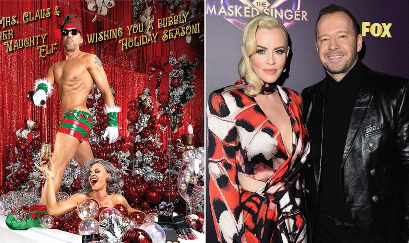 Donnie Wahlberg and Jenny McCarthy strip down for annual spicy holiday photo shoot