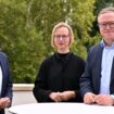 Die Thüringer Parteichefs Georg Maier (SPD), Katja Wolf (BSW) und Mario Voigt (CDU) haben eine Einigung erreicht. (Archivbild) F