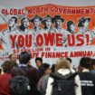 Environmental activists hold a protest during the COP29 United Nations climate change conference, in Baku, Azerbaijan November 21, 2024. Pic: Reuters