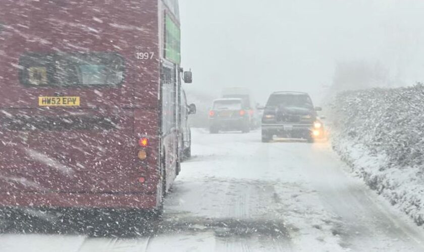 Snow near Dorchester in Dorset