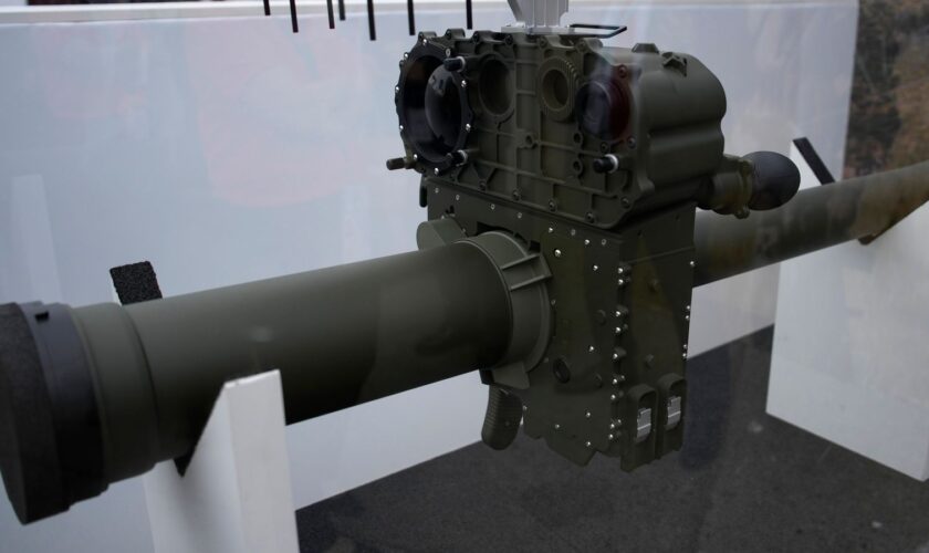 A shoulder missile launcher made by Thales is shown. Pic: AP