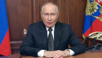 President Putin spoke to the Russian people in a TV address on Thursday evening. Pic: AP