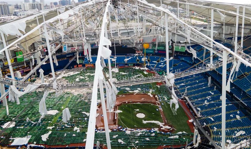 Florida city council changes mind on paying to repair Tampa Bay Rays' ballpark after hurricane ripped roof off