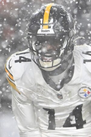 Steelers' George Pickens gets into it with Browns player on final play of blizzard game, held back by security