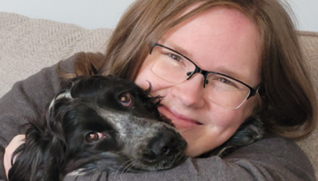 Emily Thornton-Sandy and her dog Scout. Pic: Family handout (via Dyfed-Powys Police)