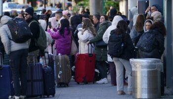 Passengers at Gatwick Airport after flights were cancelled. Pic: PA