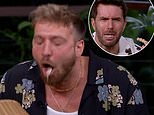 Sam Thompson and teary-eyed Joel Dommett GAG as they eat witchetty grubs during their own gruesome trial live on I'm A Celebrity Unpacked