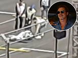 Shocking moment Brad Pitt 'faints' on the track at Las Vegas Grand Prix