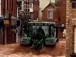 Police probe launched after tractor driver sent waves of Storm Bert floodwaters smashing through shop windows while speeding through Worcestershire town