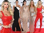 Christine McGuinness gets festive in a sequinned red minidress and matching stiletto heels as she joins glamorous Arabella Chi, Ekin-Su Cülcüloğlu and Princess Andre at the Beauty Awards