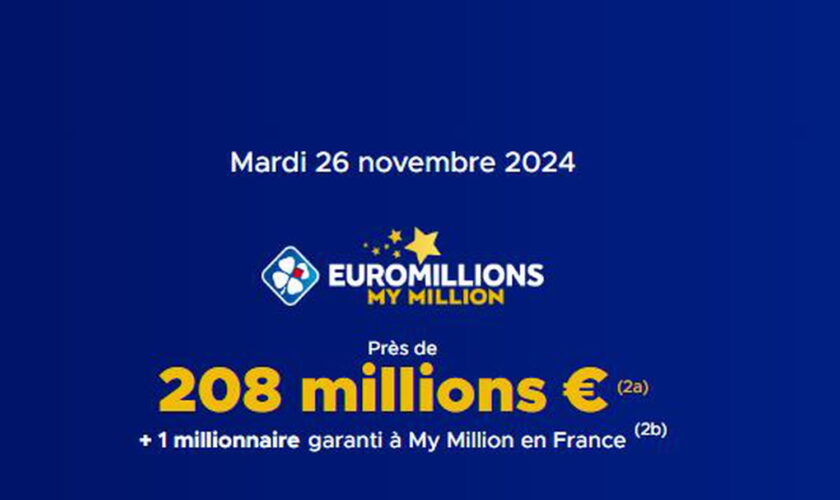 Résultat Euromillions (FDJ) : le tirage de ce mardi 26 novembre 2024, près de 208 millions d'euros en jeu