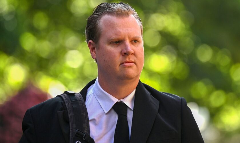 Senior Constable Kristian White arriving at the New South Wales Supreme Court yesterday. Pic: Dan Himbrechts/AAP Image/AP)