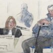 Croquis d'audience de Dominique Pelicot lors de son procès au tribunal d'Avignon, le 25 novembre 2024