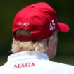 Donald Trump watches a golf tournament in May 2023 (AP Photo/Alex Brandon).