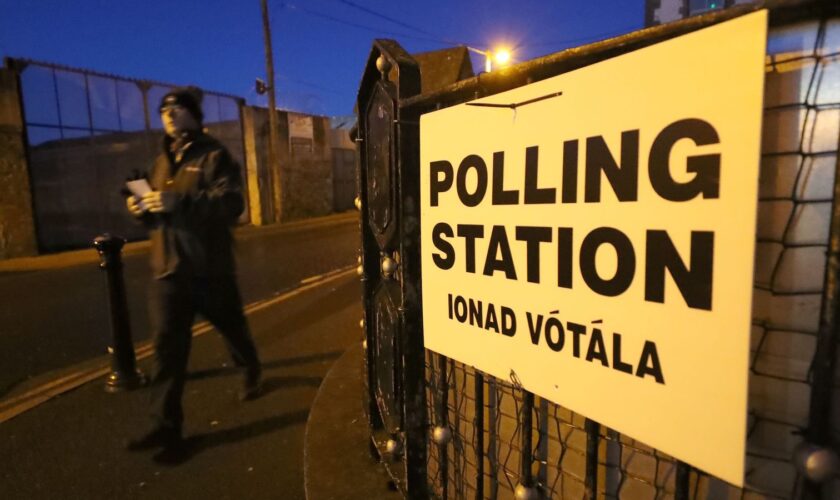 A man enters a Polling Station in Athy, Co Kildare as polls open for the Irish General Election. PA Photo. Picture date: Saturday February 8, 2020. See PA story IRISH Election. Photo credit should read: Niall Carson/PA Wire