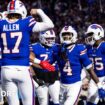 Josh Allen of the Buffalo Bills celebrates a touchdown against the Kansas City Chiefs