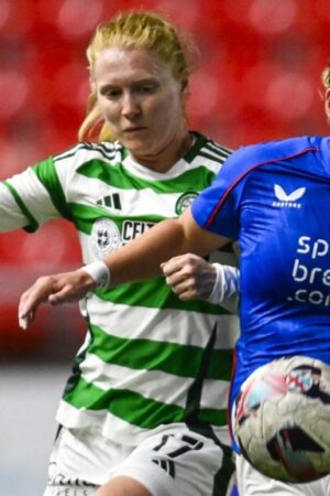 Celtic's Morgan Cross and Rangers' Katie Wilkinson