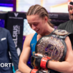 Dakota Ditcheva celebrates winning the PFL flyweight world title