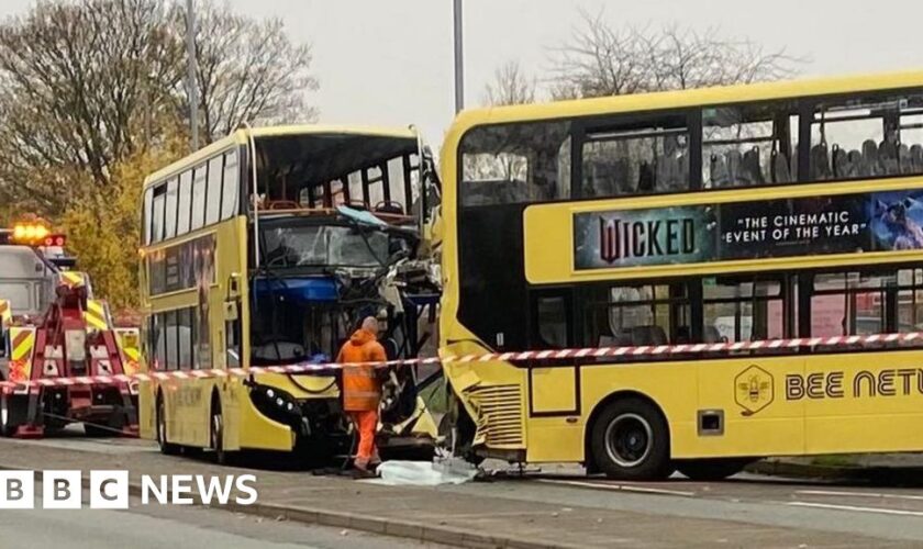 Double-decker bus crash leaves 17 people injured