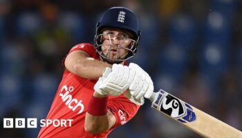 England's Liam Livingstone bats against West Indies in St Lucia