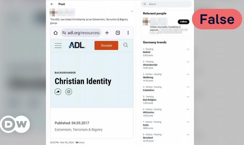 Fact check: ADL did not classify Christianity as 'terrorist'