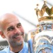 Pep Guardiola with the Premier League trophy