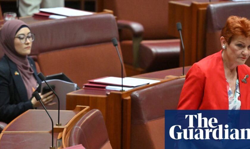 Hanson alleging Fatima Payman in breach of section 44 ends with Thorpe giving Senate the finger