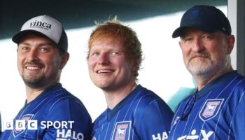 Ed Sheeran watches Ipswich play Liverpool