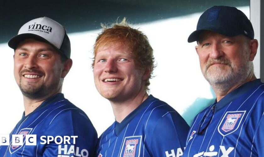 Ed Sheeran watches Ipswich play Liverpool