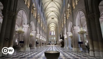 Notre Dame: Macron takes first look inside rebuilt cathedral