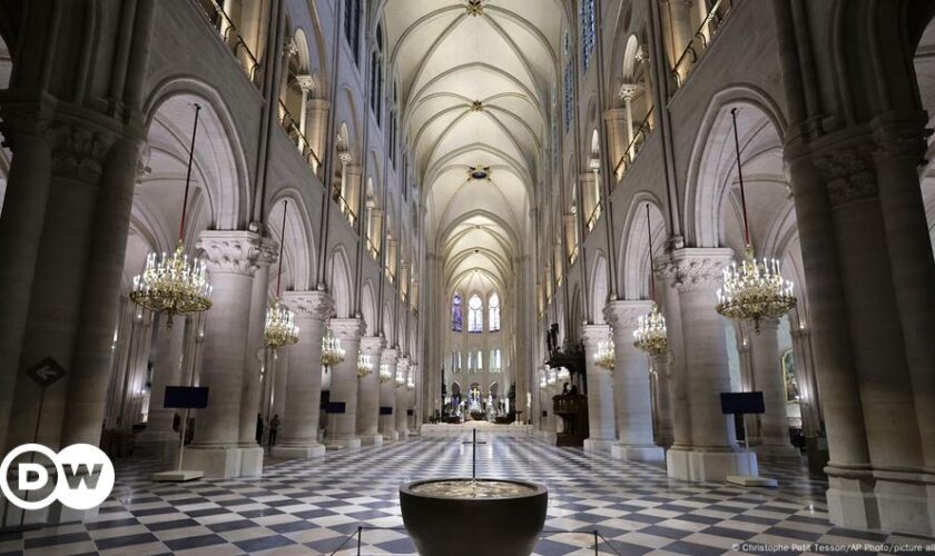 Notre Dame: Macron takes first look inside rebuilt cathedral