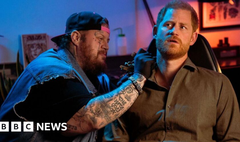 Prince Harry jokes in tattoo sketch for Invictus