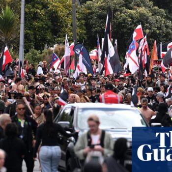 Tens of thousands march on NZ parliament in protest against bill to reinterpret founding treaty with Māori