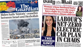 The Papers: Electric car 'chaos' and Israel-Hezbollah ceasefire