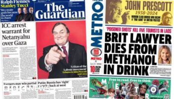 The Papers: Netanyahu's arrest warrant and 'lawyer dies from methanol in drink'