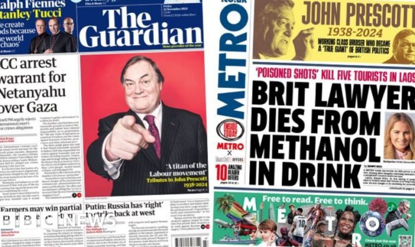 The Papers: Netanyahu's arrest warrant and 'lawyer dies from methanol in drink'