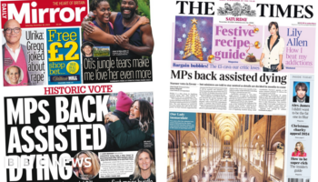 The Papers: al 'MPs' historic vote on assisted dying' and 'Notre Dame reborn'