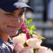 Lexi Thompson with a bunch of flowers presented to her after she finished her final round on the LPGA Tour.