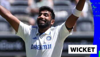 Jasprit Bumrah celebrates a wicket