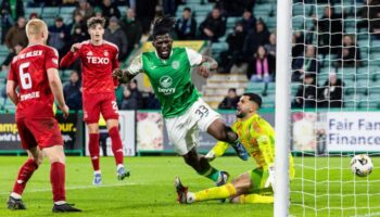 Hibs score their third goal against Aberdeen