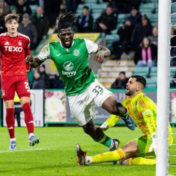 Hibs score their third goal against Aberdeen