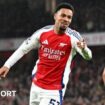 Ethan Nwaneri celebrates scoring for Arsenal against Nottingham Forest in the Premier League