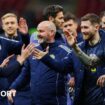 Steve Clarke joins in the celebrations after a dramatic 2-1 win over Poland