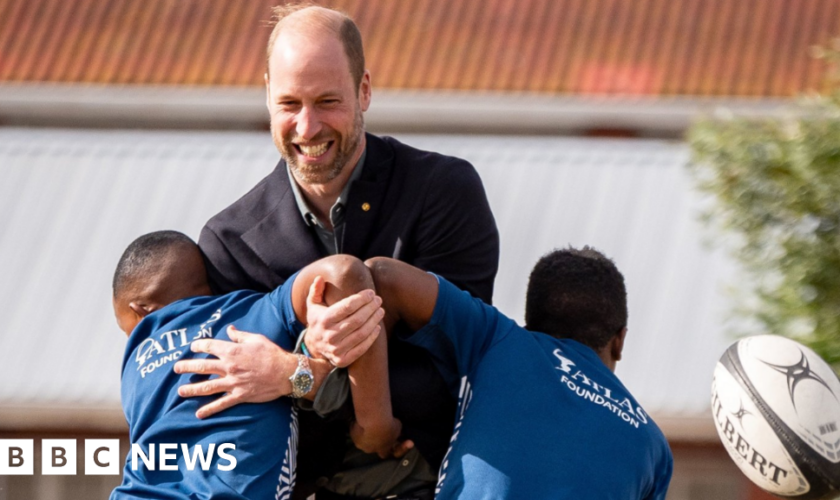 William's rugby skills tested on South African township visit