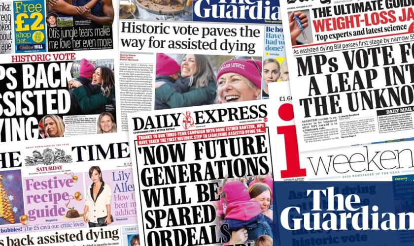 ‘Historic step’: what the UK papers say after landmark vote on assisted dying