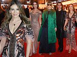 Elizabeth Hurley stuns in semi-sheer gown as she joins son Damian, leggy Lily Collins as well as Vogue boss and rumoured show inspiration Anna Wintour at star-studded premiere of The Devil Wears Prada: The Musical in London