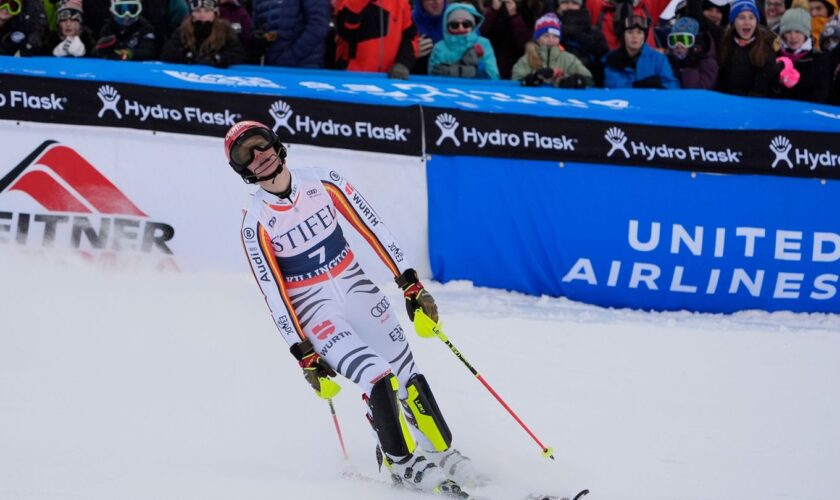 Lena Dürr verspielt ihr perfekte Ausgangslage im Slalom-Finale von Killington. Foto: Robert F. Bukaty/AP/dpa