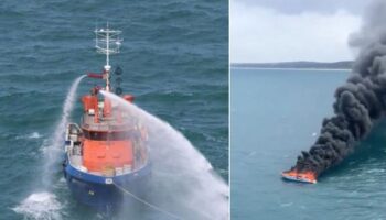 Cottesloe Beach fire: Two sailors make miracle escape as boat engulfed in huge inferno