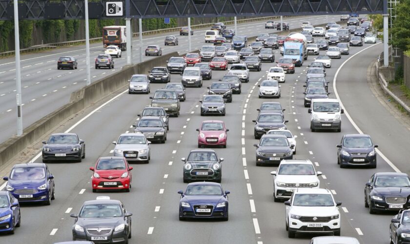 Cars queueing on the M25. Pic: PA